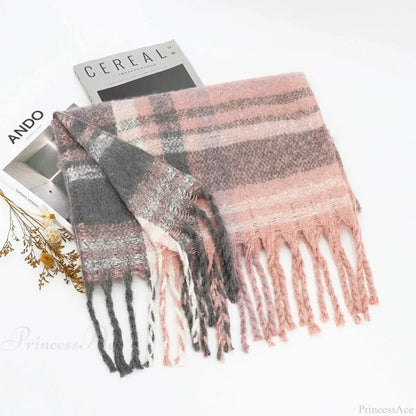 Winter Plaid Cashmere Poncho Tassel Scarf - Luxury Warm Thickened Unisex