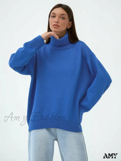 Women Autumn Winter Thick Warm Pullover Top Oversized Casual Loose Knitted Sweater