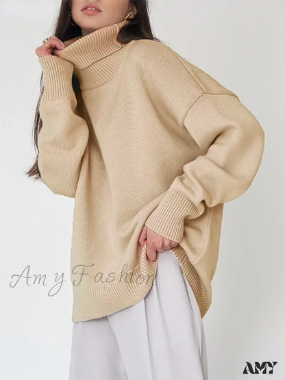 Women Autumn Winter Thick Warm Pullover Top Oversized Casual Loose Knitted Sweater
