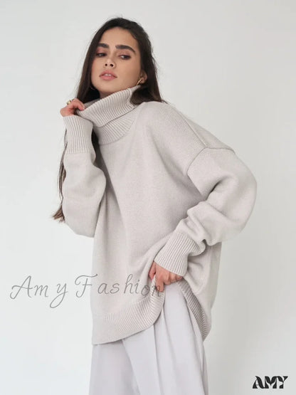 Women Autumn Winter Thick Warm Pullover Top Oversized Casual Loose Knitted Sweater