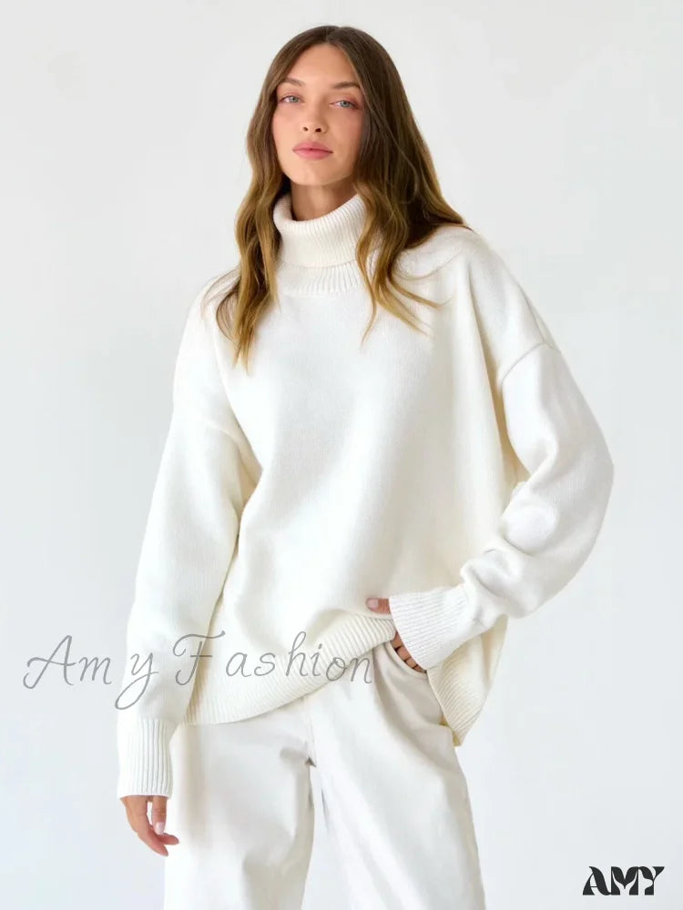 Women Autumn Winter Thick Warm Pullover Top Oversized Casual Loose Knitted Sweater