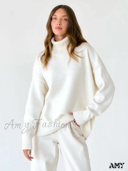 Women Autumn Winter Thick Warm Pullover Top Oversized Casual Loose Knitted Sweater