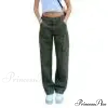 Women Denim Army Green Black Brown Solid Color Casual Fashion Chic Female Cool Girls Streetwear Jeans
