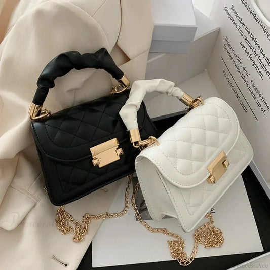 Women PU Leather Designer Crossbody Chain Handbag