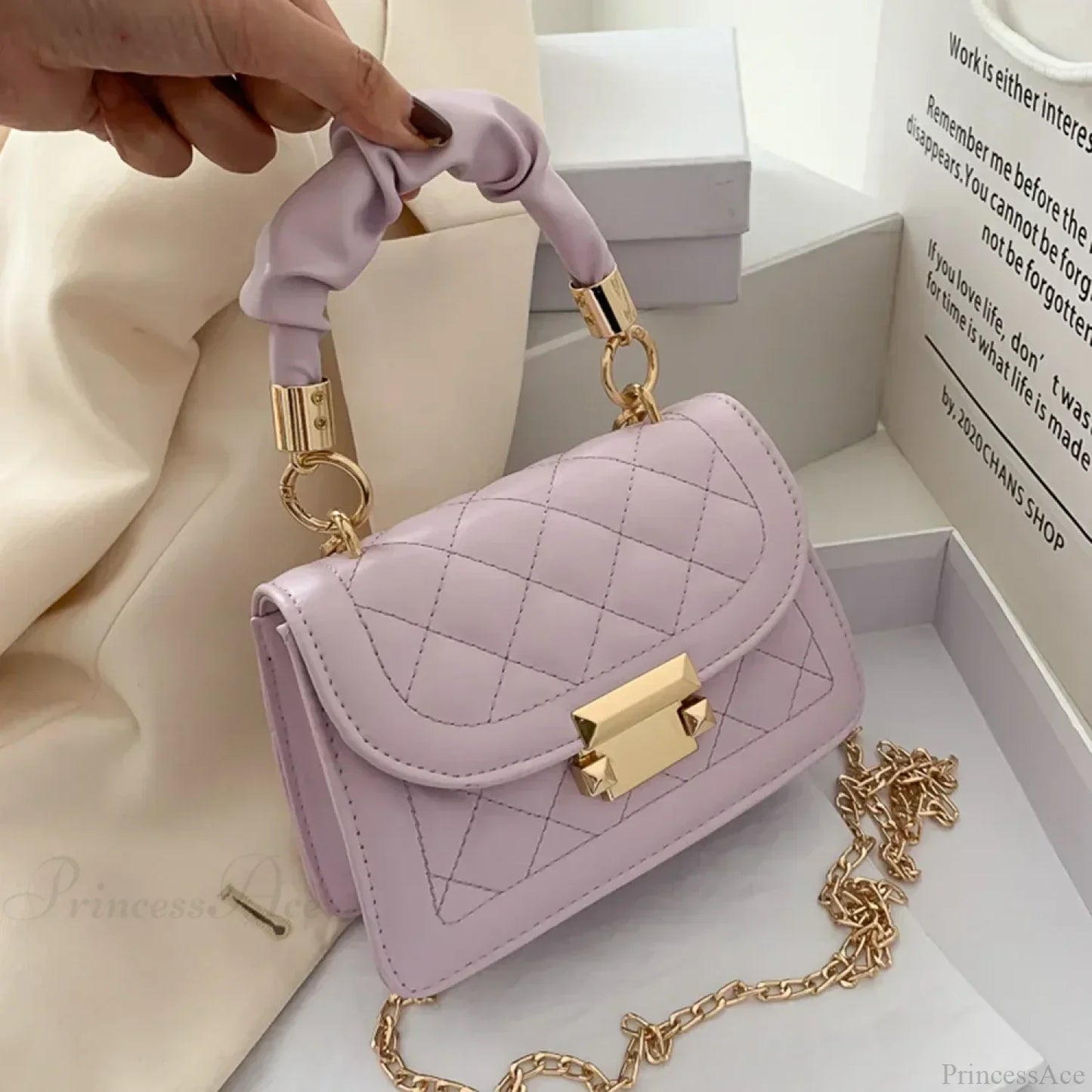 Women PU Leather Designer Crossbody Chain Handbag