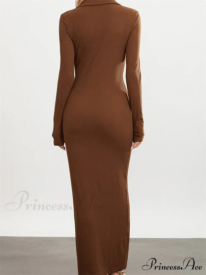 Women Slim Fit Sleeve Button Down Turn Down Collar Evening for Spring Fall Female Vestidos
