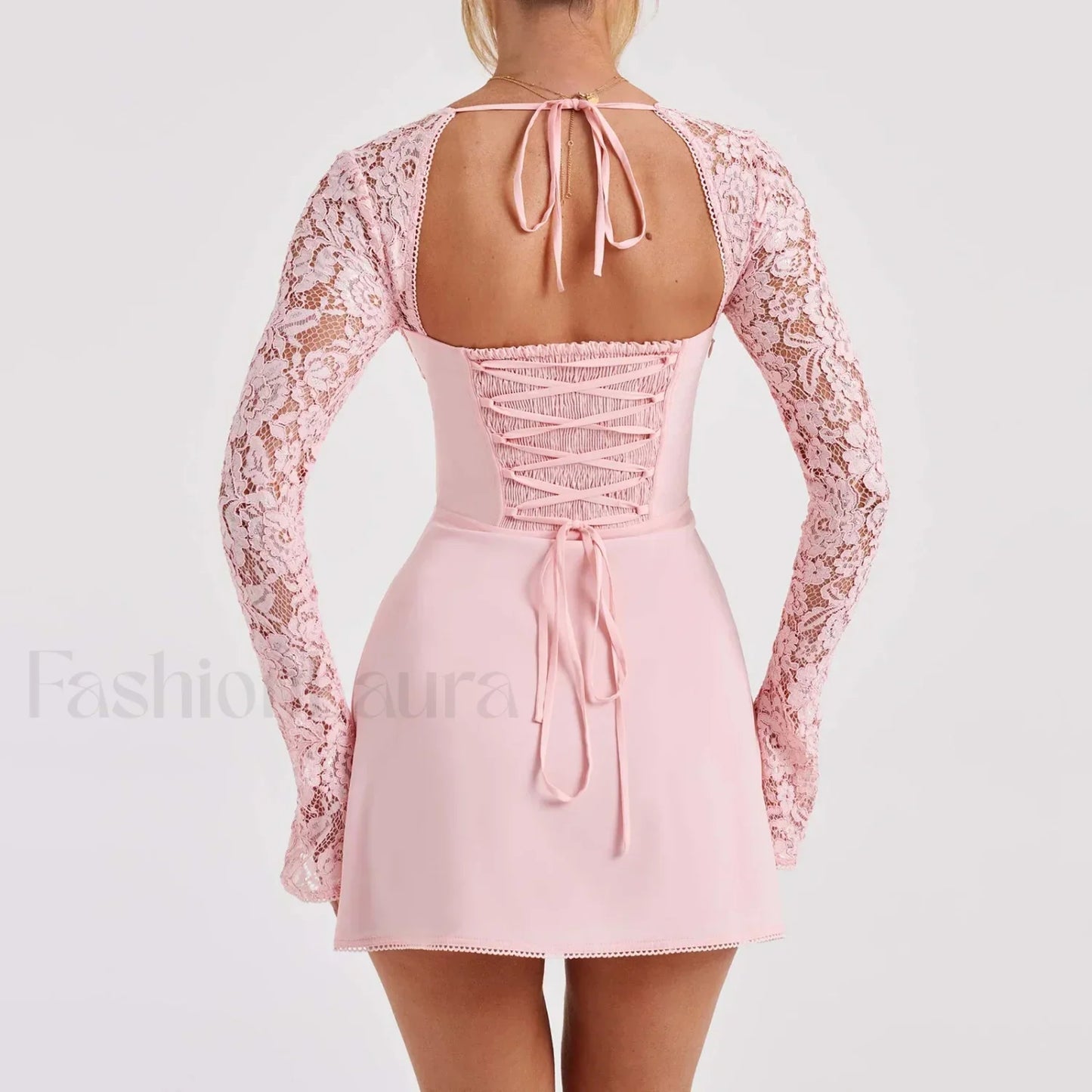 Women's Sexy Floral Lace Long Square Cocktail Club A-Line Dress