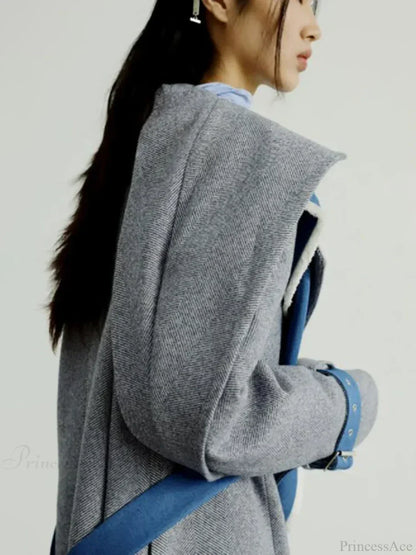 Women's Woolen Removable Contrast Overcoat