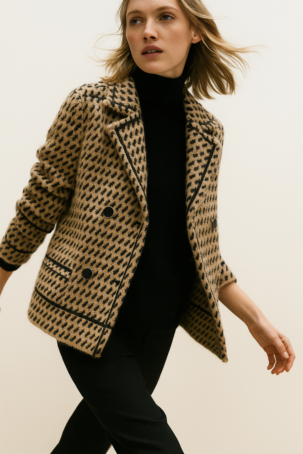 | Houndstooth Knit Jacket
