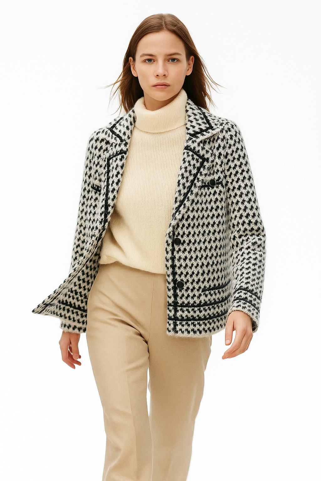 | Houndstooth Knit Jacket