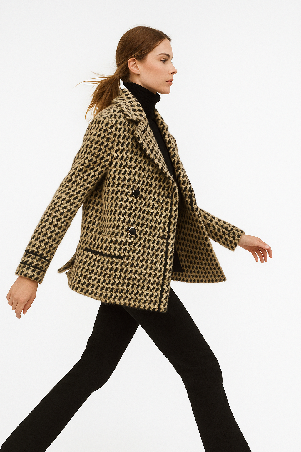 | Houndstooth Knit Jacket