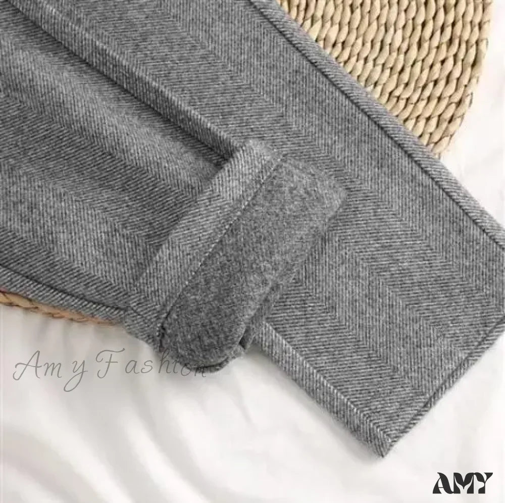Woolen High Waist Elegant Casual Black Pencil Pants