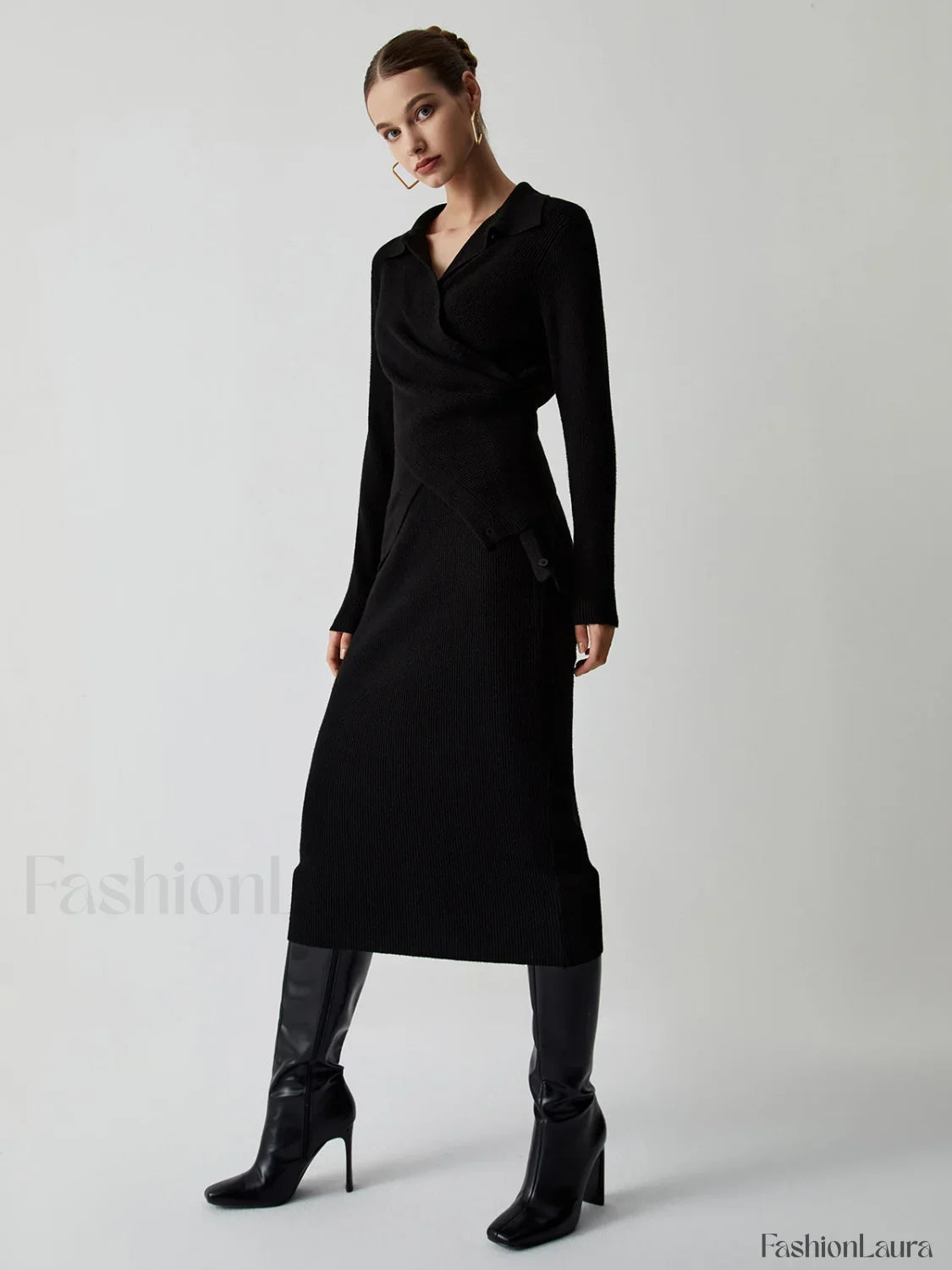 Wrap Knit Two Trendy Piece Skirt Set