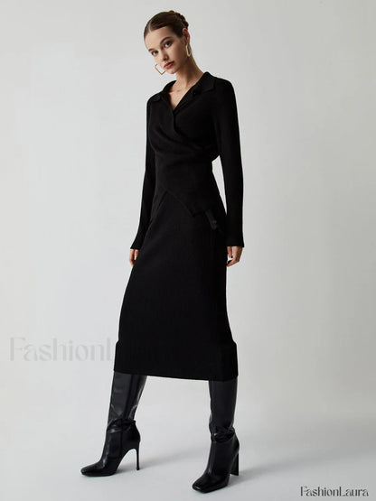 Wrap Knit Two Trendy Piece Skirt Set