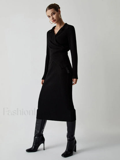 Wrap Knit Two Trendy Piece Skirt Set