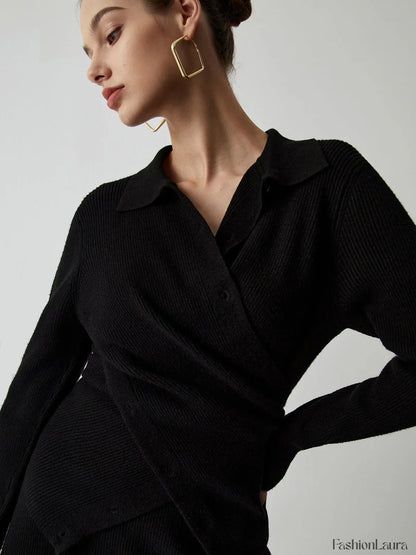 Wrap Knit Two Trendy Piece Skirt Set