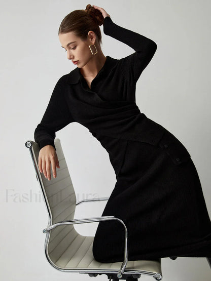 Wrap Knit Two Trendy Piece Skirt Set