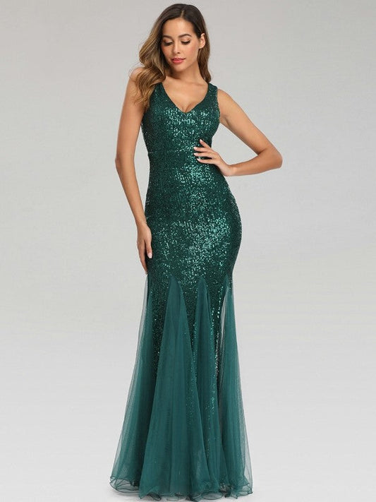 Sequin Gauze Evening Dress