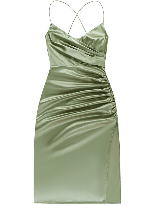 Hem Ruffled Slit Dress