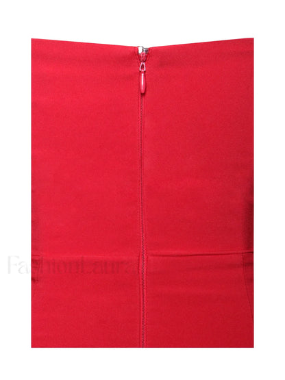 Xoana Red Crystal Charming Embellished High Slit Gown