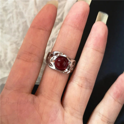 Y2K Gothic Animal Spider Crimson Crystal Ring