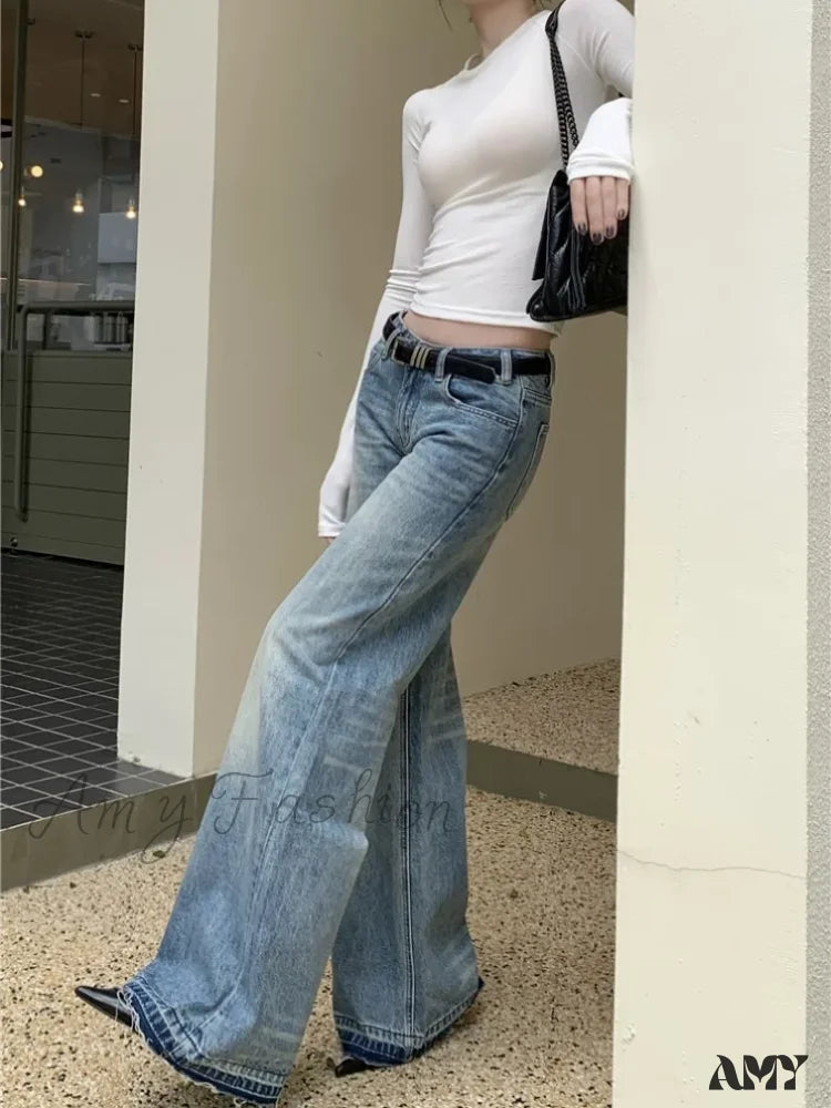 Y2K Low Waist Flare Spring Summer Autumn Fashion Lady Denim Low Rise Jean