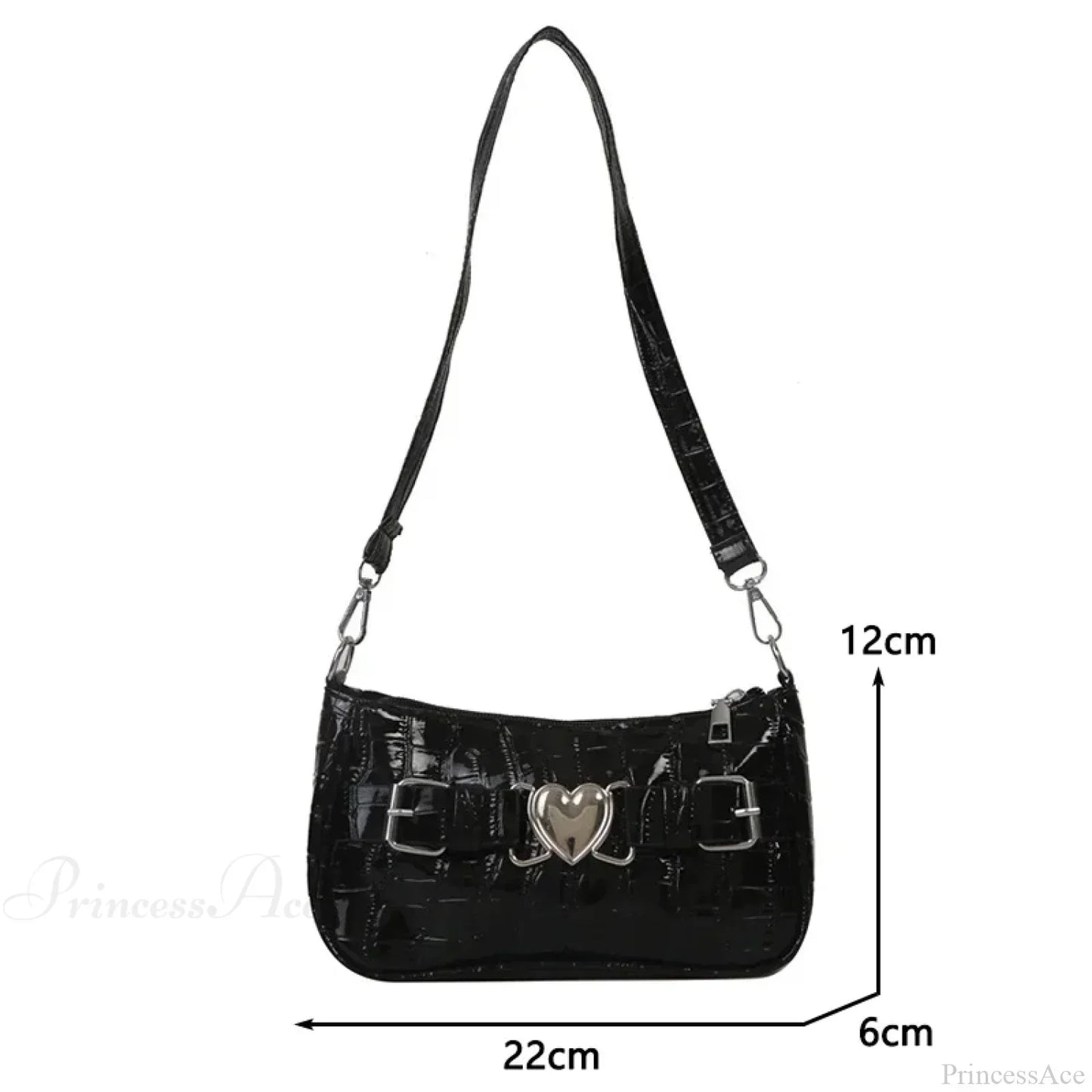 Y2K Peach Heart Leather Shoulder Bag