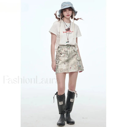 Y2K Ripped Pocket A-Line Skirt