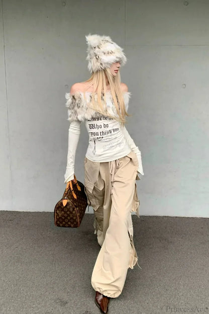 Y2K Sexy Letter Print Slim Long Sleeve Tee