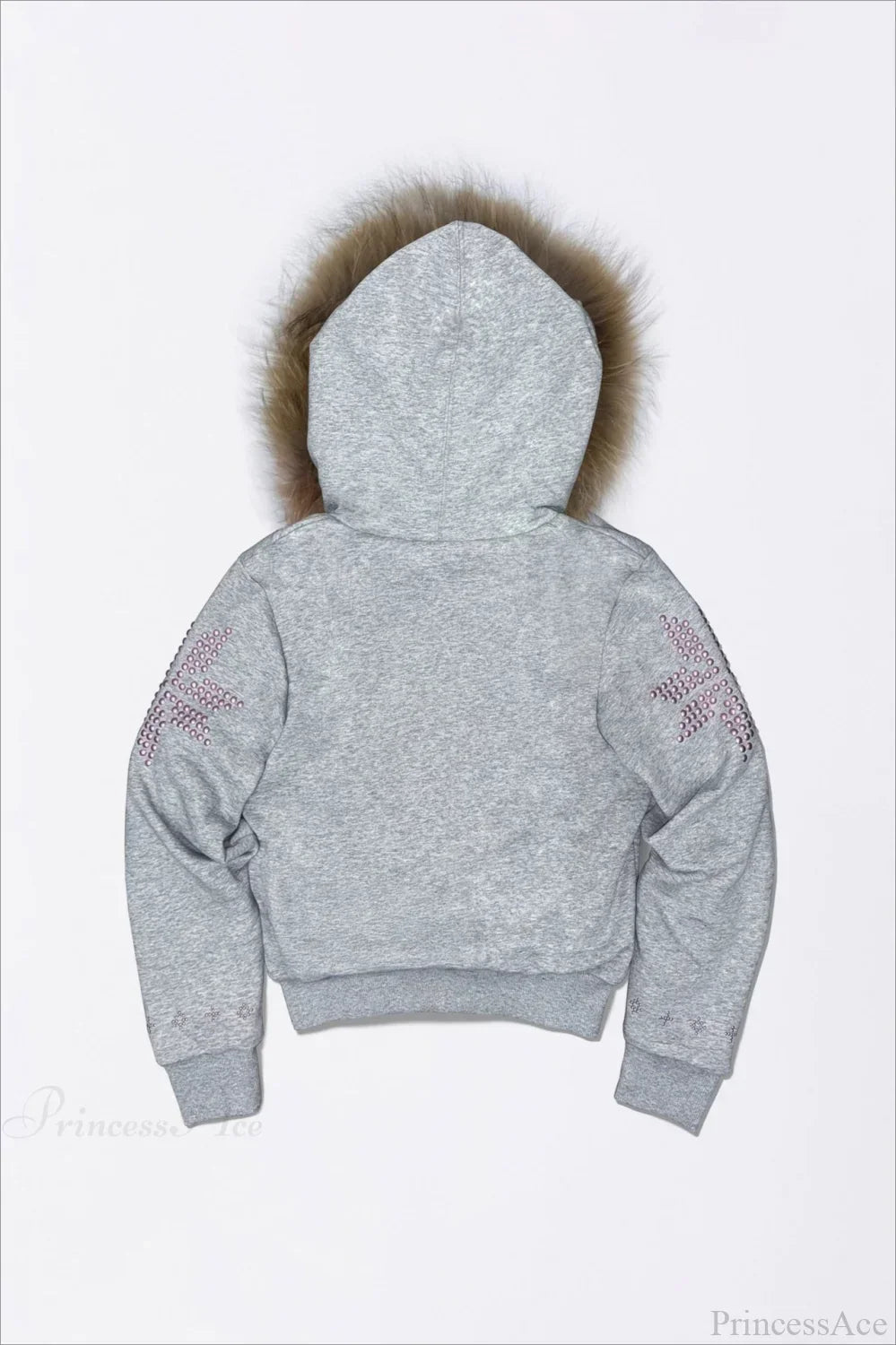 Y2K Sherpa Collar Rhinestone Zip-Front Waist-Cinched Hoodie