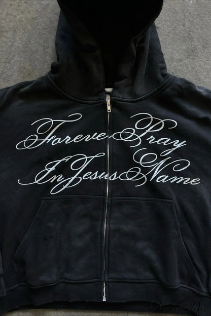Y2K Street Dark Zip Stylish Hoodie
