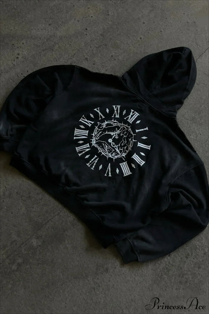 Y2K Street Dark Zip Stylish Hoodie