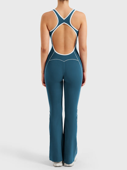 Antonia Contrast Trim Flared Jumpsuit