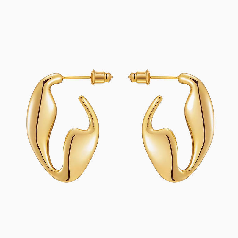 Glossy 18K Gold Plated Geometric Hoops