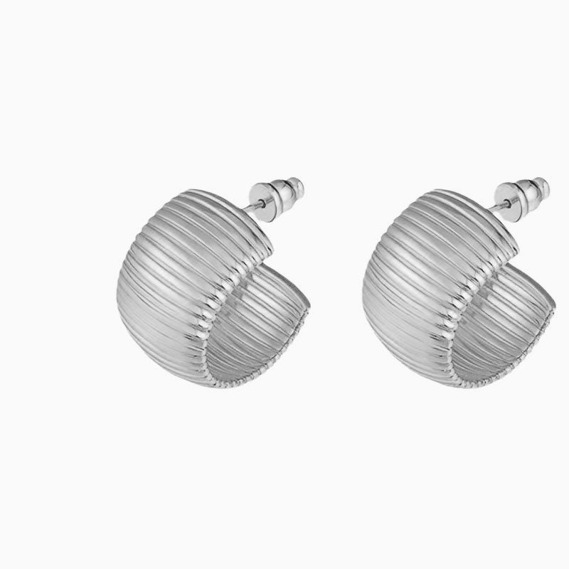 YOU STYLE IT Wide Metallic Ribbed Textured Hoop Earrings