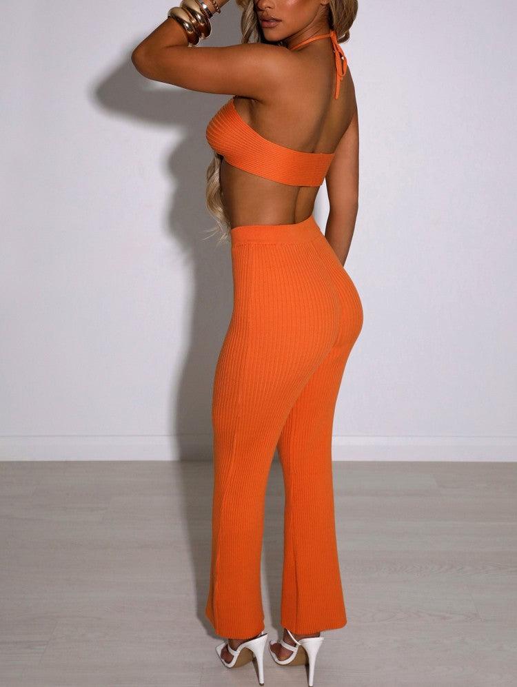 KittenAlarm - Zara Halter Neck Cami Top & High Waist Pants Set