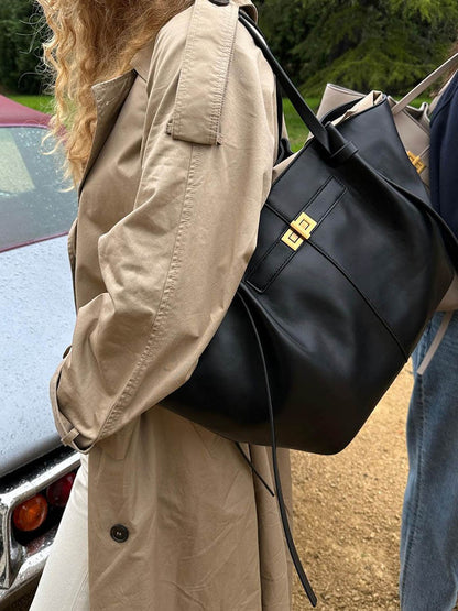 | Structured Shopper Bag, Gold-Tone Detail