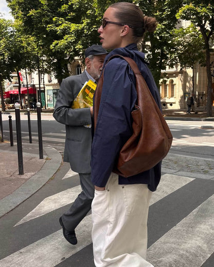 | Vegan Leather Shoulder Bag - Slouchy Tote