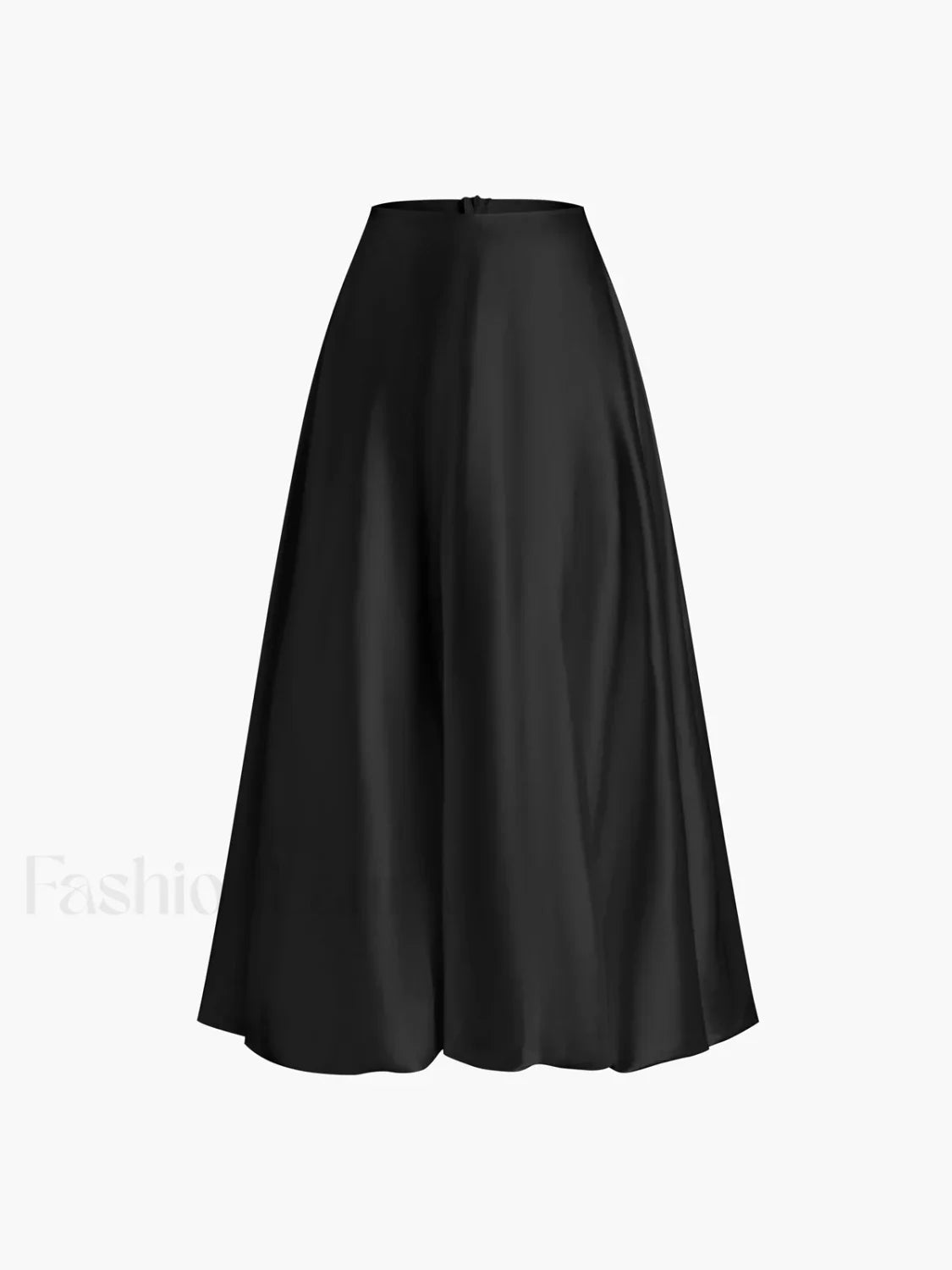 Zippered Satin Graceful A-Line Midi Skirt