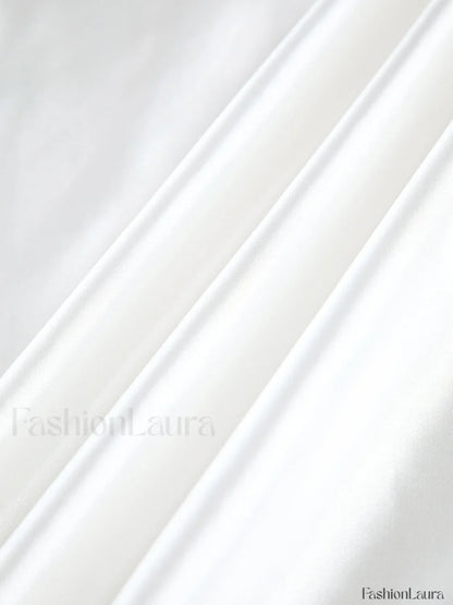 Zippered Satin Graceful A-Line Midi Skirt