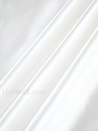 Zippered Satin Graceful A-Line Midi Skirt